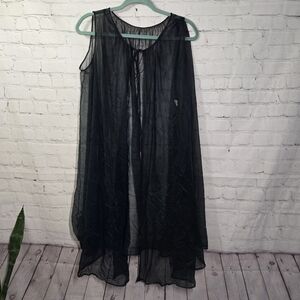 Formfit Rogers vtg 60s  sleeveless sheer black Midi Babydoll Peignoir robe